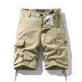 Short cargo kaki pour homme avec plusieurs poches, cordon de serrage et taille moyenne - S / Bas / Kaki