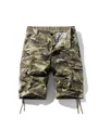Men's camouflage cargo shorts with multiple pockets and summer casual style. - S / Bottoms / Khaki