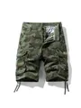 Professional men's camouflage cargo shorts featuring multi-pockets and drawstring hem. - S / Bottoms / Army Green