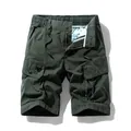 Men's multi-pocket cargo shorts in dark olive green with quick-dry sports fabric - 30 / Bottoms / Army Green