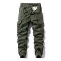 Premium men's olive green cargo jogger pants featuring drawstring waist and multiple pockets - 28 / Bottoms / Army Green