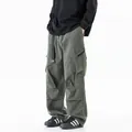 Men's loose olive green cargo pants with multi-pockets for techwear style. - S / Bottoms / Army Green