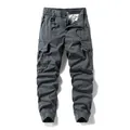 Men's dark grey cargo pants with drawstring waist and elastic cuffs for outdoor casual wear. - 28 / Bottoms / Gray