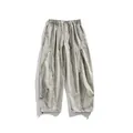 Men's grey techwear cargo pants featuring a straight leg design and adjustable drawstring waist - S / Bottoms / Paris Grey