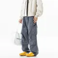Men's loose straight gray techwear cargo pants with multiple pockets and relaxed fit - S / Bottoms / Gray