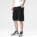 Bermudas cargo negras holgadas para hombre con múltiples bolsillos para un estilo casual - 28 / Bottoms / Negro