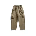 Pantalón cargo kaki de hombre, corte recto, múltiples bolsillos y cordón en cintura. - S / Bottoms / Caqui