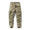 Men's tactical khaki cargo pants with elastic waist, drawstring, and multi-pockets - 28 / Bottoms / Khaki
