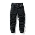 Black multi-pocket cargo jogger pants for men featuring a retro tactical streetwear style - 28 / Bottoms / Black