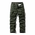 Men's retro army green cargo pants with warm fleece lining and multi-pockets - 29 / Bottoms / Army Green