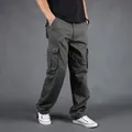 Men's loose fit multi-pocket cargo pants in durable dark grey cotton fabric - 29 / Bottoms / Green