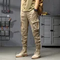 Herren Khaki Cargo-Jogginghose mit vielen Taschen für Outdoor-Aktivitäten und Freizeit - 28 / Unterteile / Dünnes Khaki
