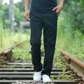 Pantalones clásicos de algodón negro para hombre con corte recto y relajado al aire libre - 29 / Bottoms / Negro