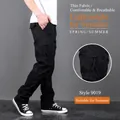 Leichte schwarze Cargo-Hose mit mehreren Taschen für Herren, ideal für Frühling und Sommer - XL / Unterteil (Stil 9019) / Sommer Dünn Schwarz