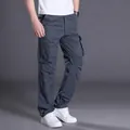 Lockere graue Cargo-Arbeitshose für Herren mit geradem Bein und mehreren Taschen im Freien - 3XL / Unterteile / Sommer-Leichtgewicht / Grau