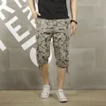 Streetwear men's grey cargo shorts featuring graffiti print and multi-pocket design - 28 / Bottoms / Light Army Green