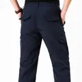 Navy blue waterproof quick-dry outdoor cargo pants for men in spring and autumn style - Mid-weight Royal Blue