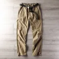 Men's khaki quick-dry cargo pants with belt and drawstring cuffs for summer wear - S [90-110 Jin] / Bottoms / Summer Thin Khaki