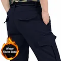 Herren Winter Fleece gefütterte Cargohose für Outdoor Trekking und Bergsteigen - M / Unterteile / Saphirblau