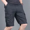 Short cargo noir décontracté pour hommes avec plusieurs poches et ourlet ajustable à cordon - S / Bas / Noir