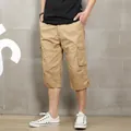 Herren Sommer Cargo-Shorts in Khaki, locker geschnittene Outdoor-Hose mit Taschen - S / Unterteile / Khaki