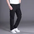 Schwarze Cargo-Arbeitshose für Herren mit lockerer Passform und mehreren praktischen Taschen - 3XL / Unterteile / Sommer-Leichtgewicht / Schwarz