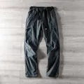 Dark grey men's straight leg cargo pants with multi-pockets and adjustable belt - 2XL (80-90kg) / Bottoms / Winter Fleece Dark Gray