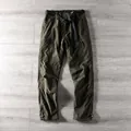 Olive green fleece-lined cargo pants for men with multi-pockets and tactical belt style - 2XL (80-90kg) / Bottoms / Winter Fleece Army Green