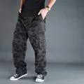 Men's heavy cotton camouflage cargo pants with deep 3D pockets and loose fit design - 29 / Bottoms / Grey Camouflage