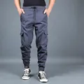 Men's fleece lined cargo joggers in dark grey, thick winter pants for warmth and comfort. - M / Fleece Lined (Bottom) / Dark Gray