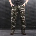Men's loose fit camouflage cargo pants with multi-pockets and straight leg design - 29 / Bottoms / Army Green Camo