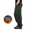 Dunkelgrüne Herren-Cargohose mit Fleece-Futter für Wärme und Outdoor-Aktivitäten - M / Unterteil (9019 Thermohose) / Armeegrün