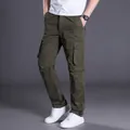 Men's army green summer cargo pants with multi-pocket design in a lightweight fabric - S / Bottoms / Army Green