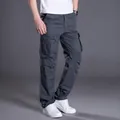 Comfortable loose straight-leg cargo pants for men in premium charcoal grey finish - S / Bottoms / Summer Dark Gray