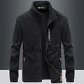 Herren Outdoor Fleecejacke in Schwarz mit Stehkragen und praktischen Reißverschlusstaschen - M / Oberteile / Regulärer Frühlingsherbststil / Schwarz