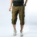 Men's olive green cargo shorts with multi-pockets for casual outdoor wear summer style - S / Bottoms / Military Yellow