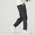 Men's dark grey fleece-lined cargo pants with multi-pockets and jogger cuffs - 3XL / Bottoms / Winter Fleece-Lined Dark Gray