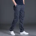 Herren Cargo-Hose, lockere gerade Passform für Frühling Herbst, dunkelgraue Arbeitshose - 2XL / Unterteile / Klettverschluss Mittelschwer / Grau
