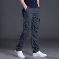 Pantalón cargo holgado para hombre, corte recto primavera otoño, gris oscuro resistente - 2XL / Bottoms / Velcro Peso Medio / Gris