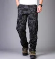 Men's heavy-duty straight fit cargo pants featuring a rugged black camouflage pattern - 29 / Bottoms / Black Camouflage