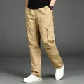 Lockere Khaki Cargo-Hose für Herren mit mehreren Taschen für Arbeit und Freizeit - 3XL / Unterteile / Klettverschluss Sommer Dünn / Khaki