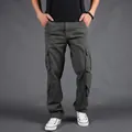 Men's loose multi-pocket cargo pants in dark grey durable cotton fabric - 29 / Bottoms / Gray