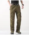 Pantalones cargo de hombre verde militar con diseño multibolsillos y corte recto - Amarillo Militar