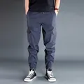 Men's lightweight quick-dry cargo jogger pants with multi-pockets in dark grey color - M / Bottoms / Gray
