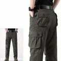 Pantalones cargo de hombre de corte holgado con múltiples bolsillos para aire libre - 29 / Bottoms / Verde Militar