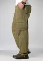 Pantalones cargo de hombre verde oliva con múltiples bolsillos y corte recto holgado - 29 / Bottoms / Amarillo Militar