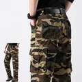 Men's loose fit camouflage cargo pants with durable multi-pocket design for outdoor - 29 / Bottoms / Khaki Camouflage