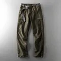 Men's olive green waterproof tactical cargo pants with fleece lining and adjustable belt - M (52.5-60kg) / Bottoms / Fleece Lined Style / Army Green