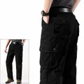 Pantalones cargo negros clásicos para hombre con múltiples bolsillos para ocio al aire libre. - 29 / Bottoms / Negro