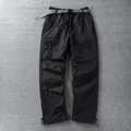 Men's black fleece-lined waterproof outdoor softshell cargo pants with adjustable belt - M (105-120斤) / Bottoms / Black (Fleece)